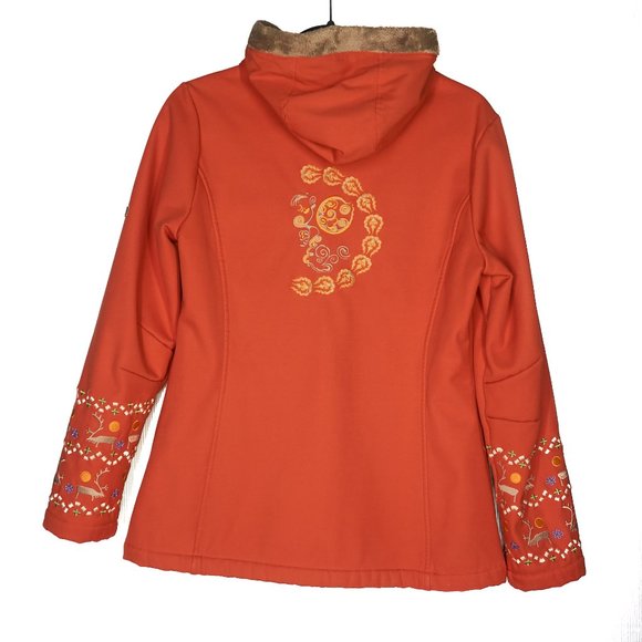 MAYA MAYA Women s Climate Control Embroidered Orange Slim Jacket Size L - Picture 2 of 14
